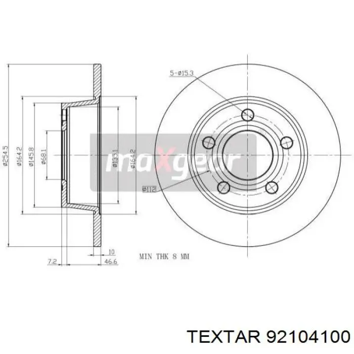 92104100 Textar disco de freno trasero