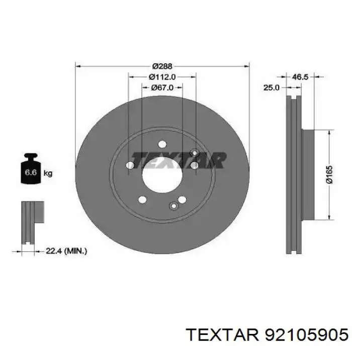 Comprar 92105905 Textar Freno de disco delantero