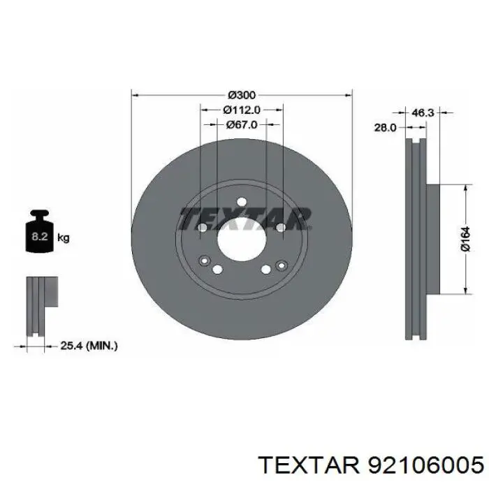 92106005 Textar freno de disco delantero