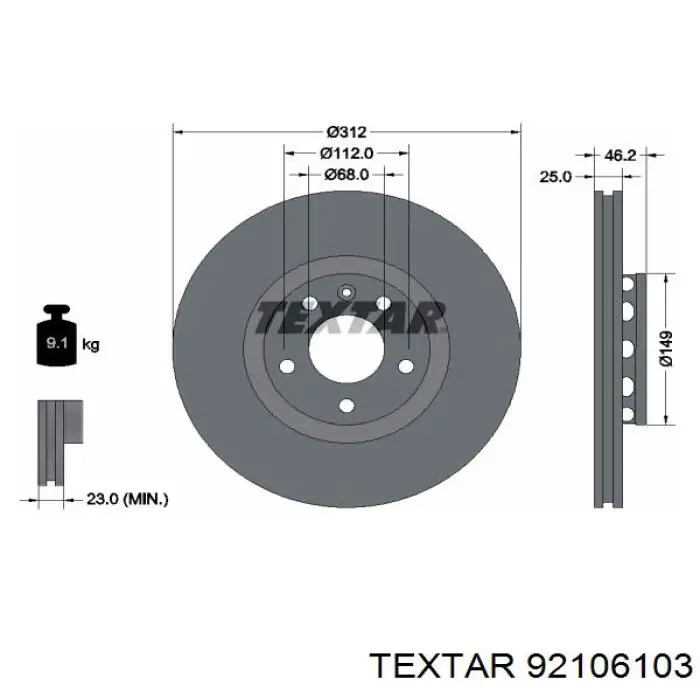 92106103 Textar freno de disco delantero