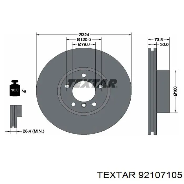 92107105 Textar freno de disco delantero