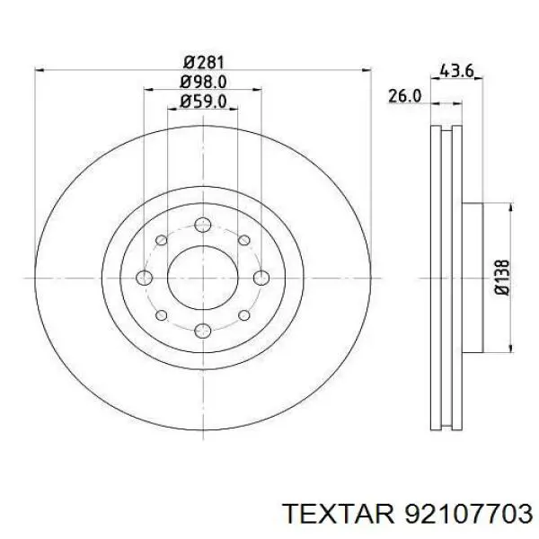 92107703 Textar freno de disco delantero