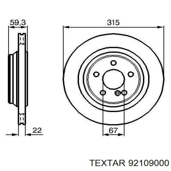 92109000 Textar disco de freno trasero