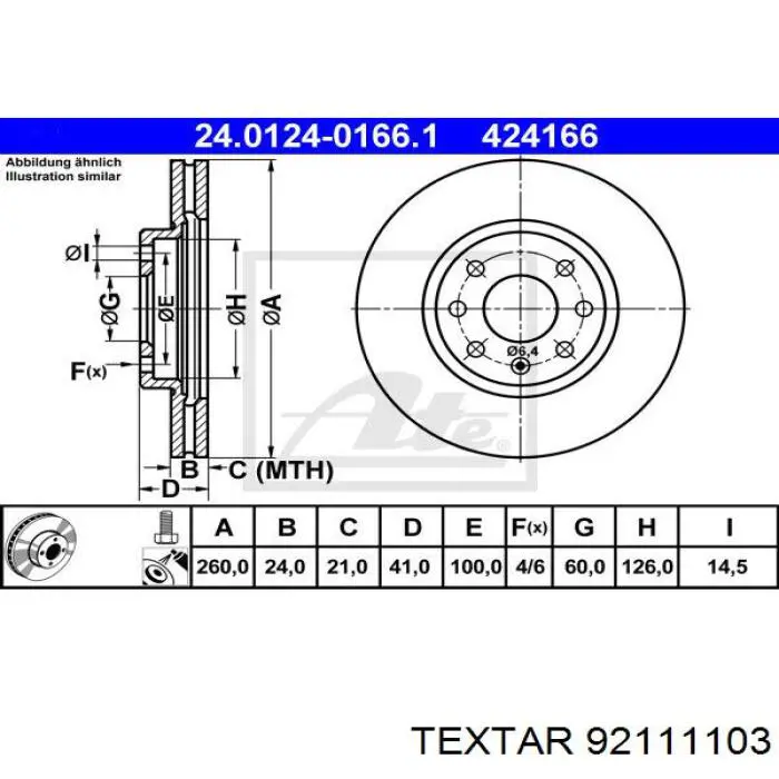 Comprar 92111103 Textar Freno de disco delantero