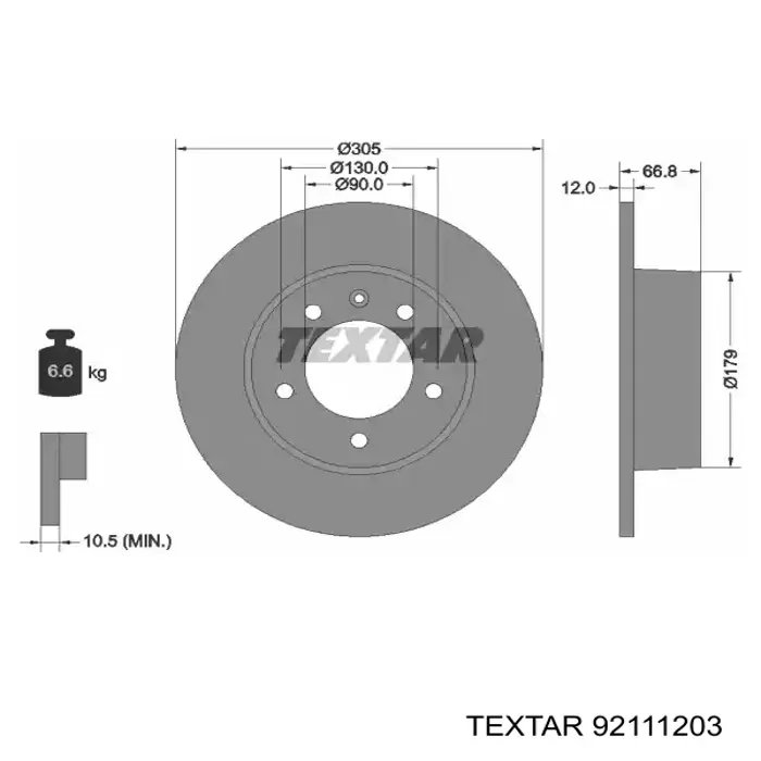 92111203 Textar disco de freno trasero