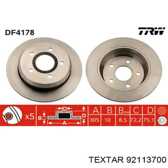 Disco de freno trasero Jeep Cherokee 2 XJ