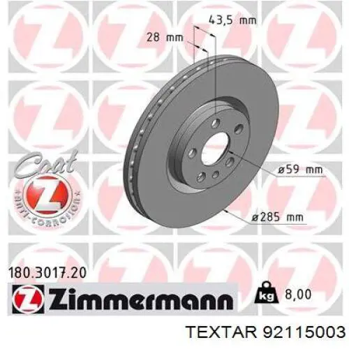 Frenos delanteros Textar 92115003 precio, desde 46,87 EUR
