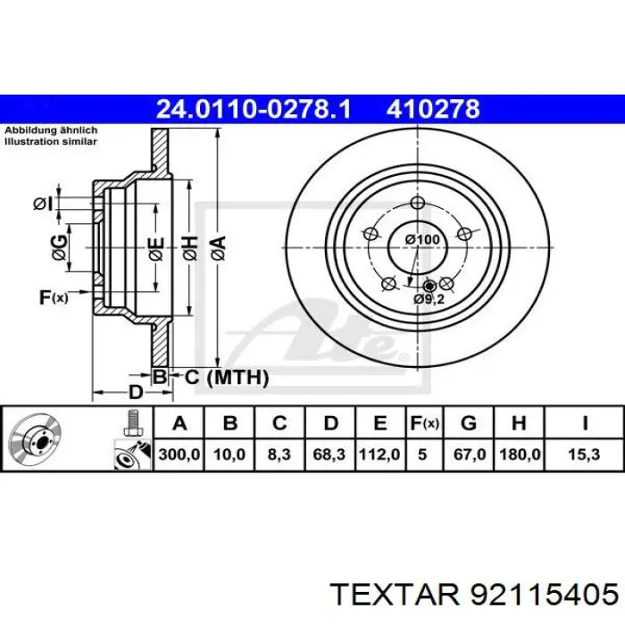 Comprar 92115405 Textar Disco de freno trasero