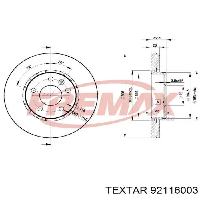 Freno de disco delantero Renault Trafic 2 FL
