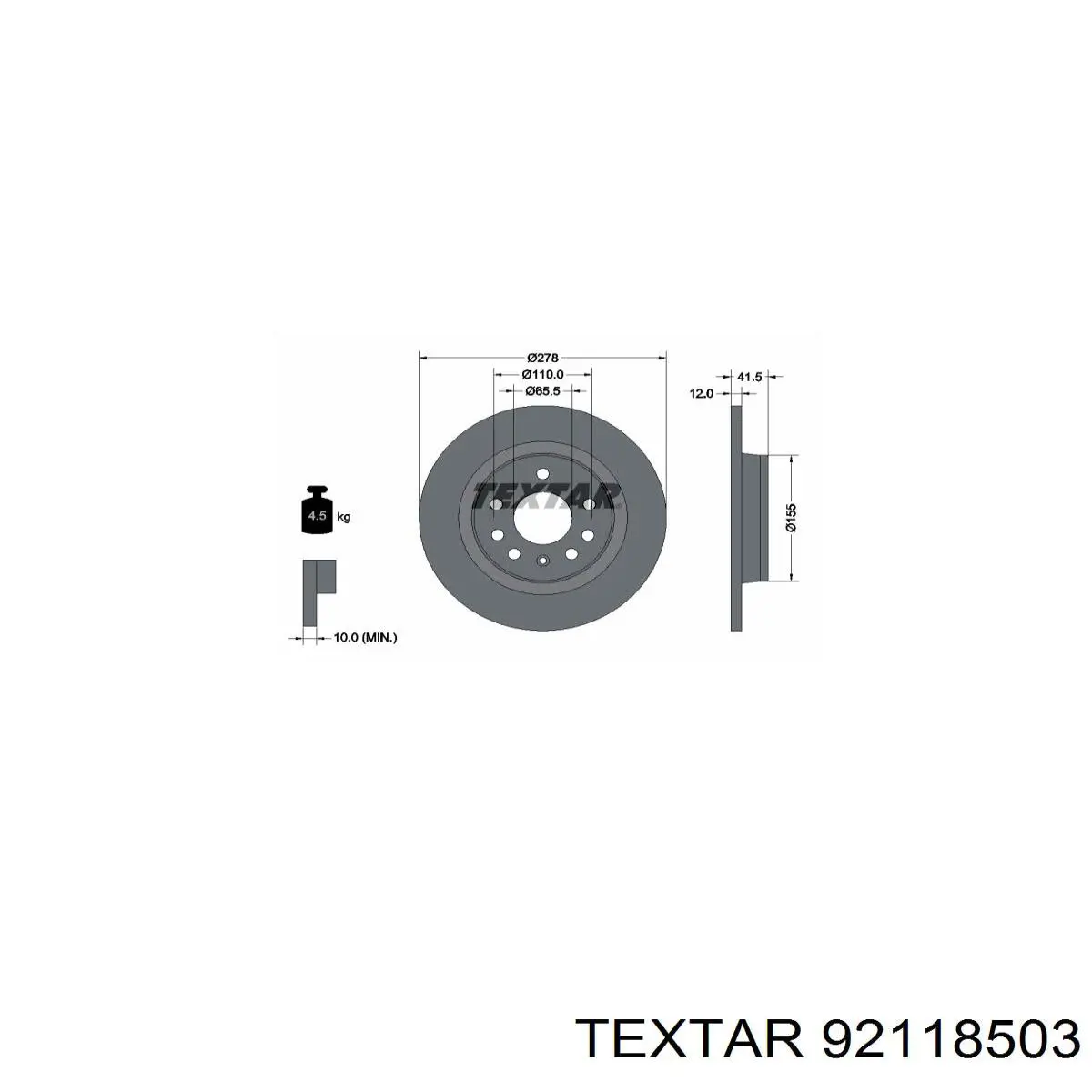 Comprar 92118503 Textar Disco de freno trasero