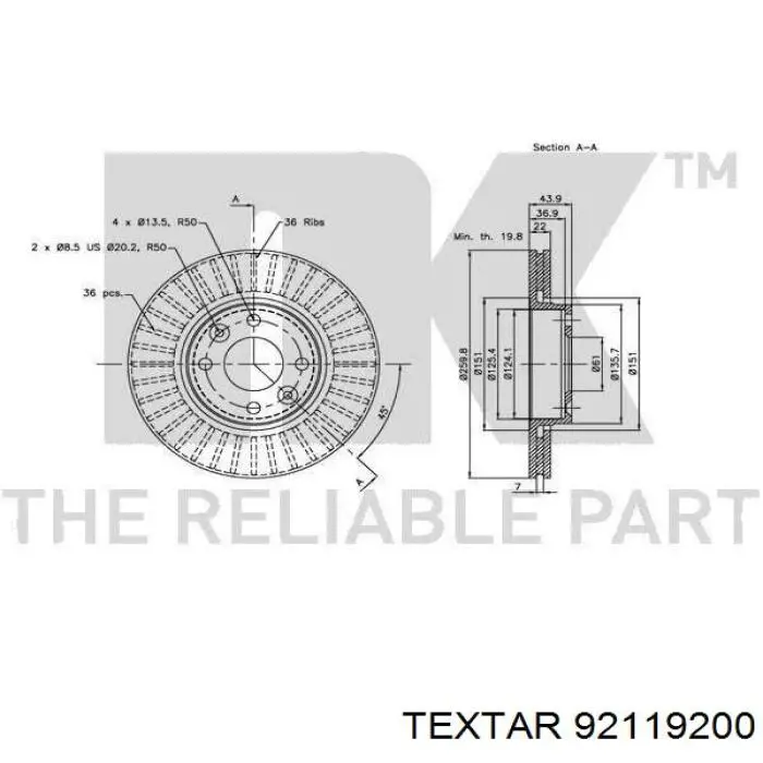 Freno de disco delantero Nissan Versa E12X