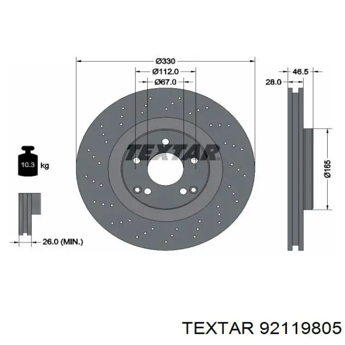 92119805 Textar freno de disco delantero