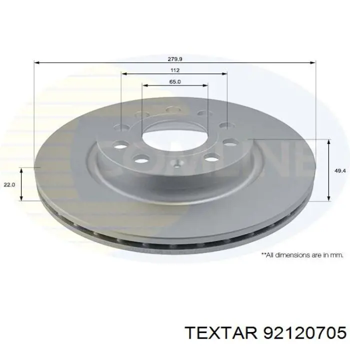 Disco de freno 92120705 Textar