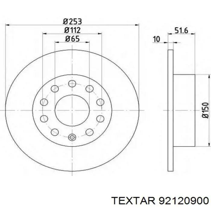 92120900 Textar disco de freno trasero