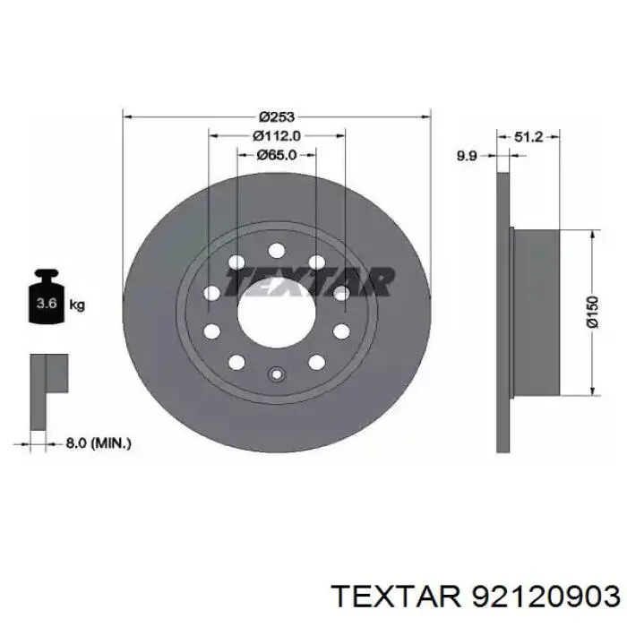 Disco de freno trasero Textar 92120903 precio, desde 27,10 EUR