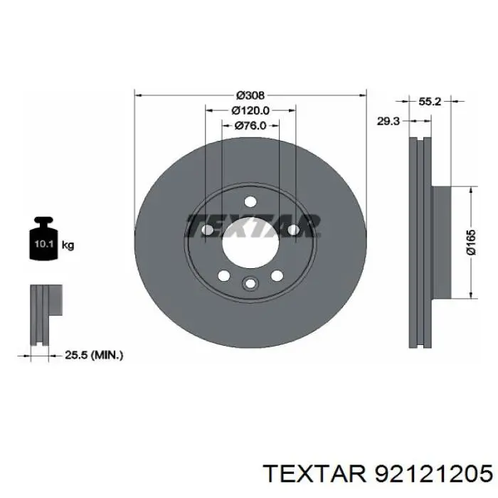 92121205 Textar freno de disco delantero