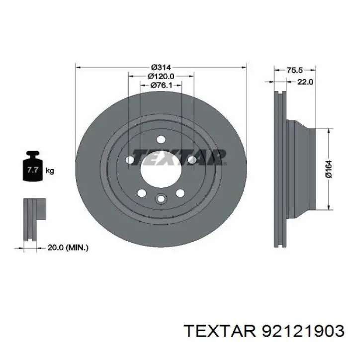 92121903 Textar disco de freno trasero