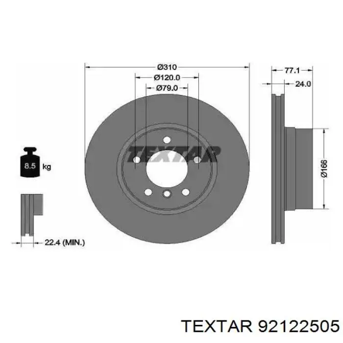 Comprar 92122505 Textar Freno de disco delantero