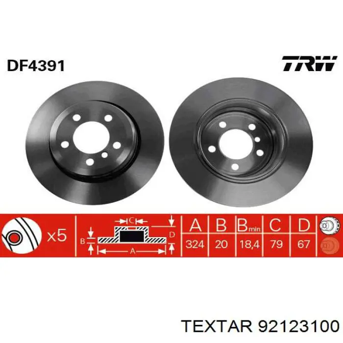 92123100 Textar disco de freno trasero