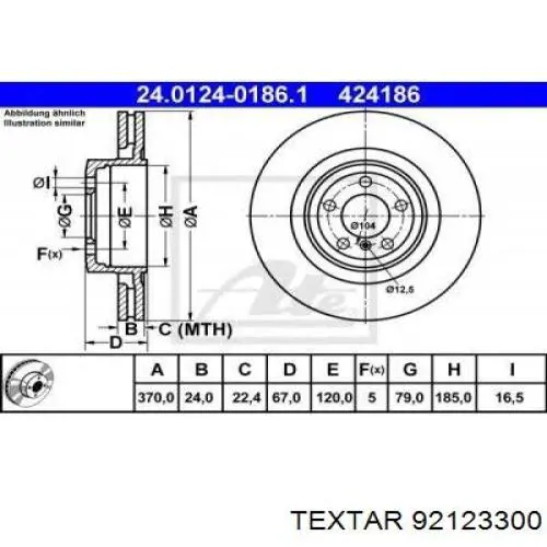 92123300 Textar disco de freno trasero