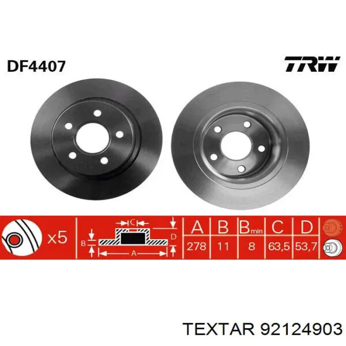 2T142A315AA Ford disco de freno trasero