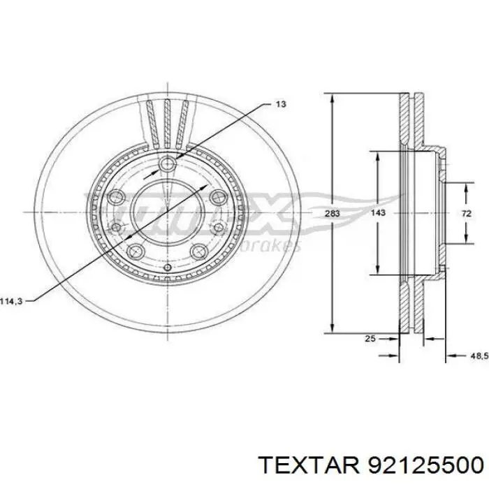 92125500 Textar freno de disco delantero