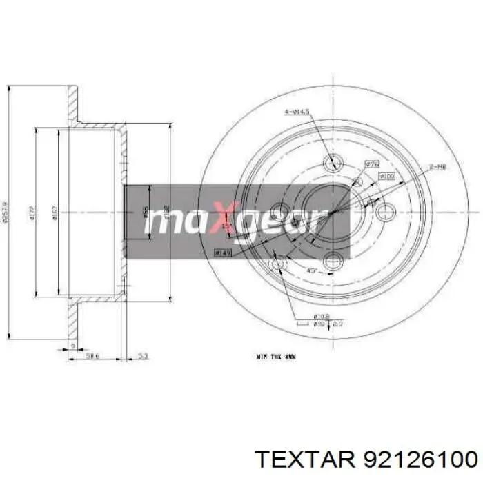 92126100 Textar disco de freno trasero