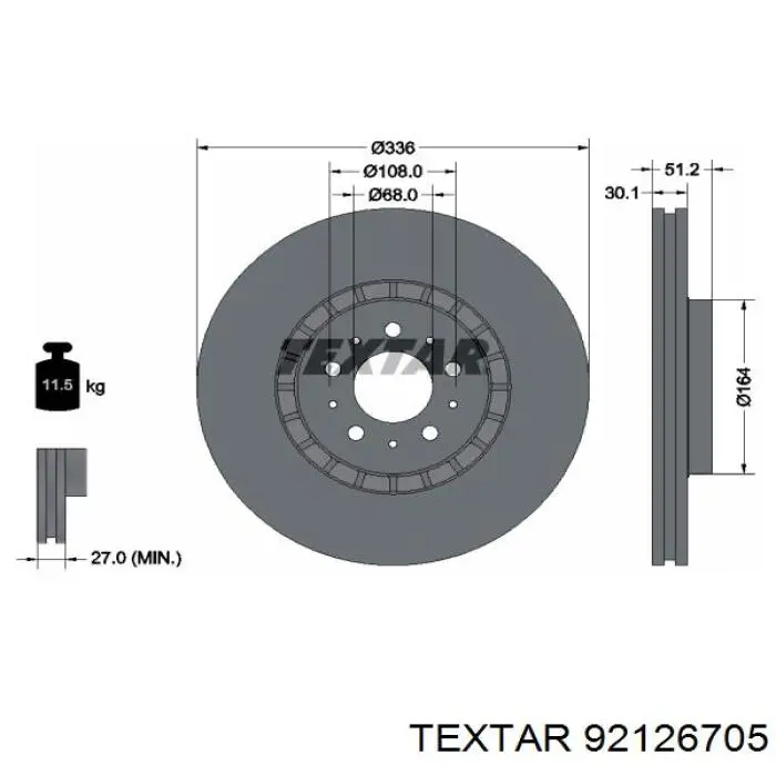 92126705 Textar freno de disco delantero