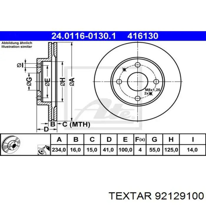 92129100 Textar freno de disco delantero