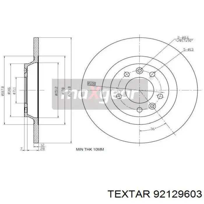 Comprar 92129603 Textar Disco de freno trasero