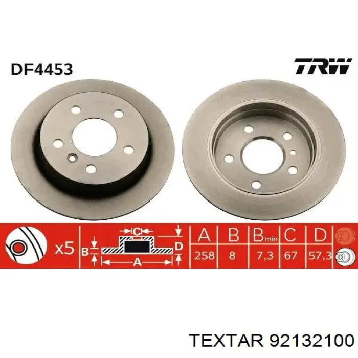 92132100 Textar disco de freno trasero