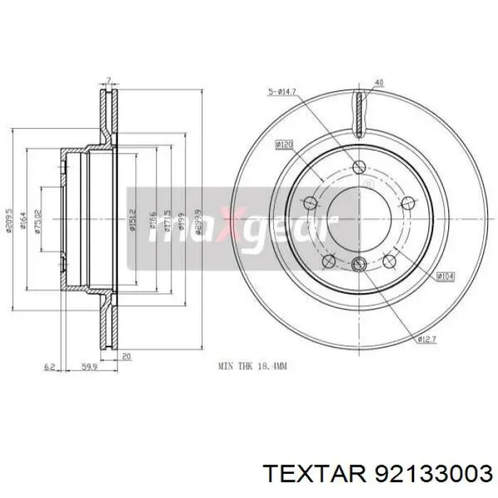 Comprar 92133003 Textar Disco de freno trasero