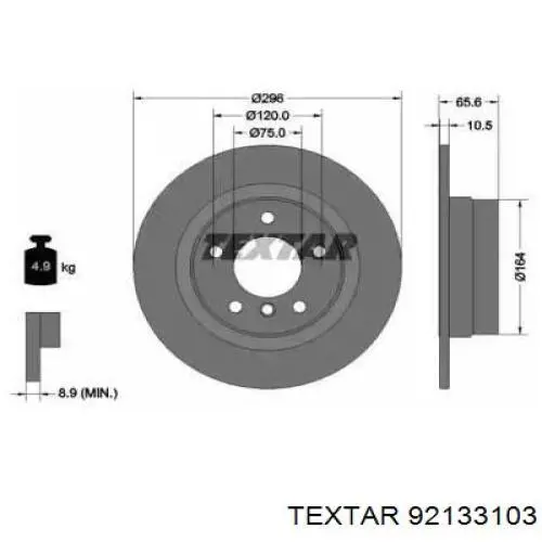 92133103 Textar disco de freno trasero