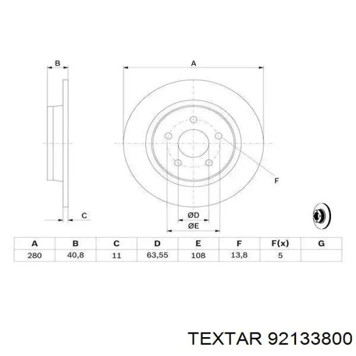 Disco de freno trasero Volvo V40 525, 526