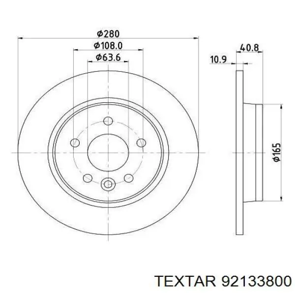 92133800 Textar disco de freno trasero