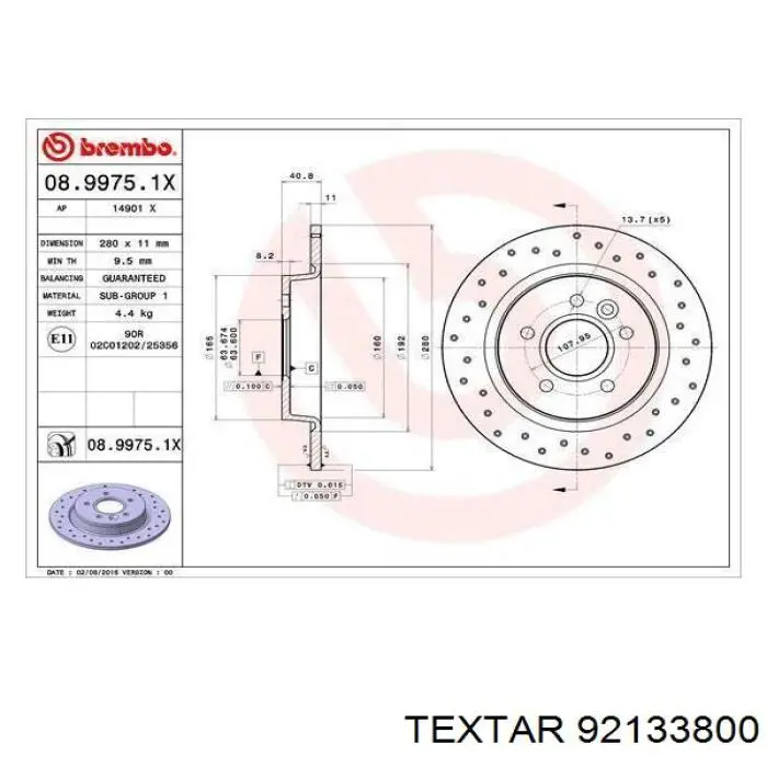 Disco de freno trasero Volvo V40 525, 526