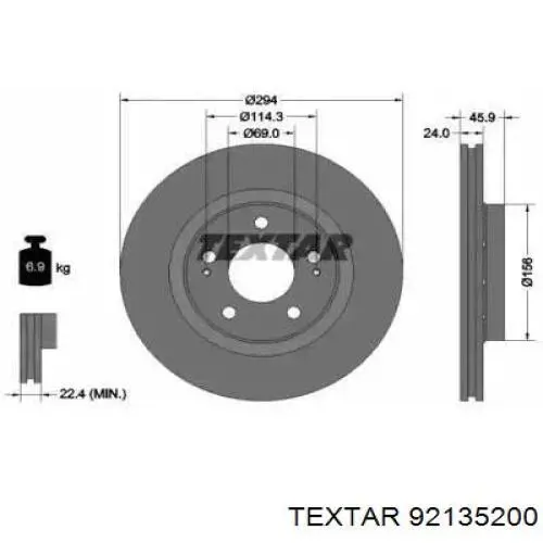 92135200 Textar freno de disco delantero