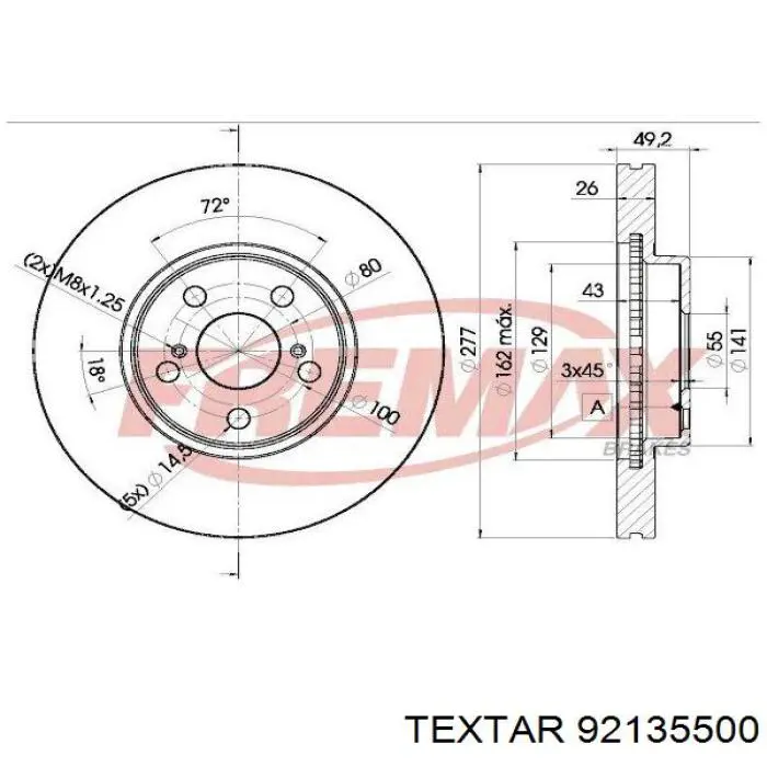 92135500 Textar freno de disco delantero