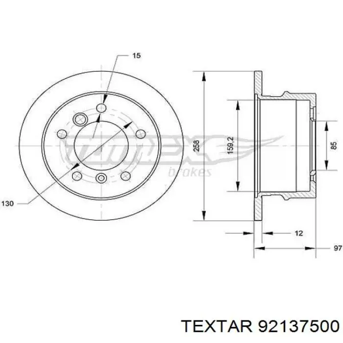 92137500 Textar disco de freno trasero