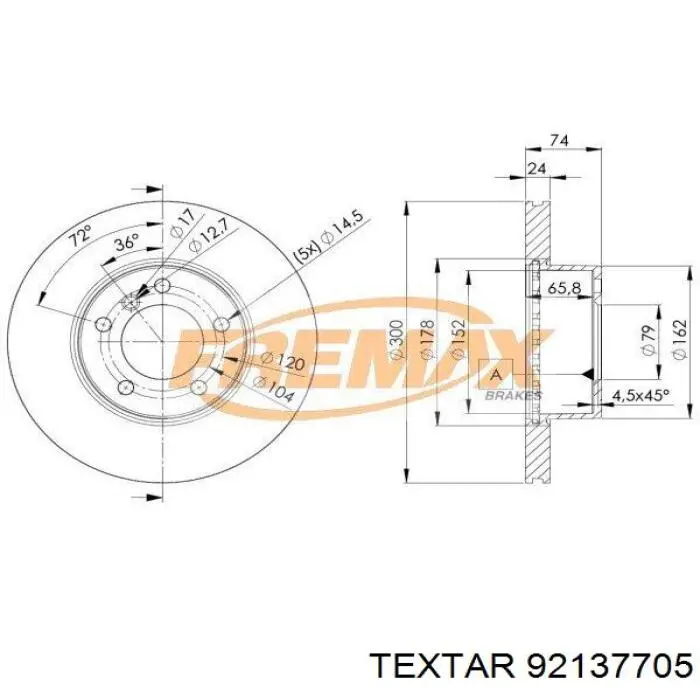 Disco de freno delantero Textar 92137705