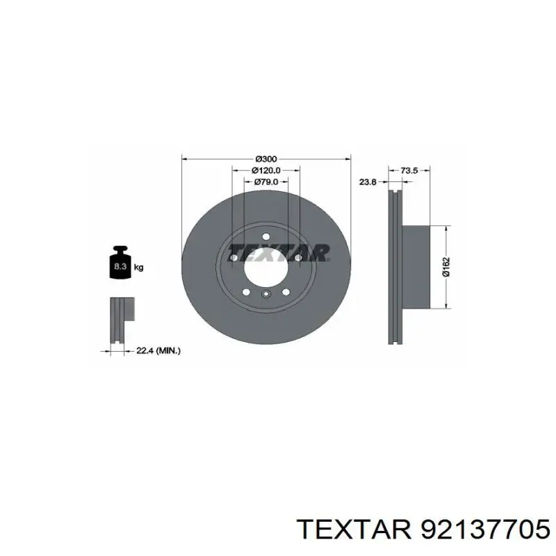 92137705 Textar freno de disco delantero