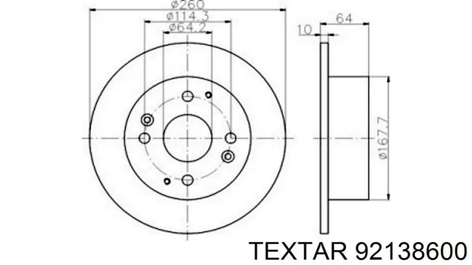 Disco de freno trasero 92138600 Textar