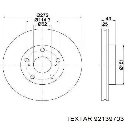 92139703 Textar freno de disco delantero