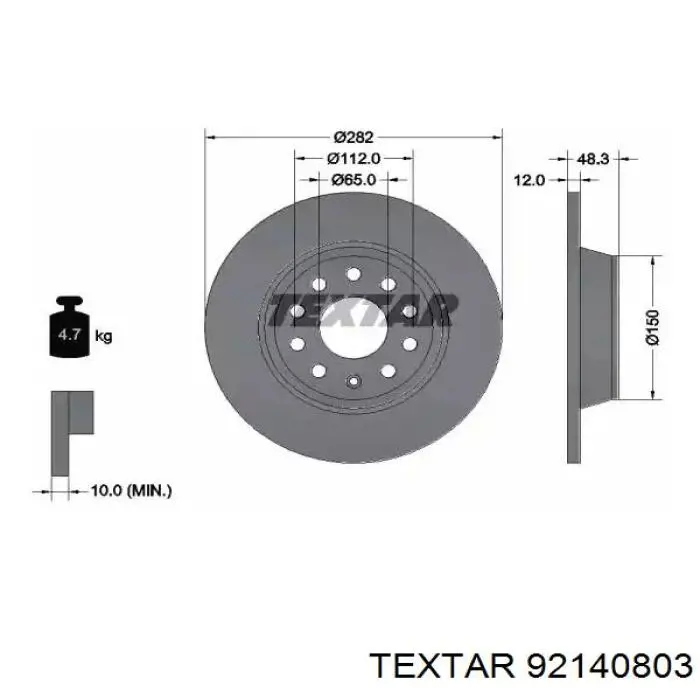 Comprar 92140803 Textar Disco de freno trasero