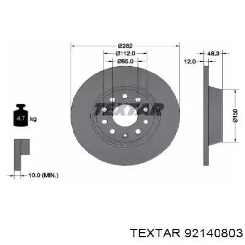 Disco de freno trasero Textar 92140803 precio, desde 31,47 EUR