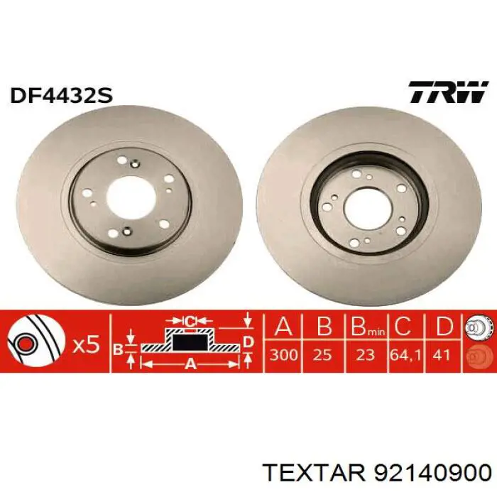 92140900 Textar freno de disco delantero