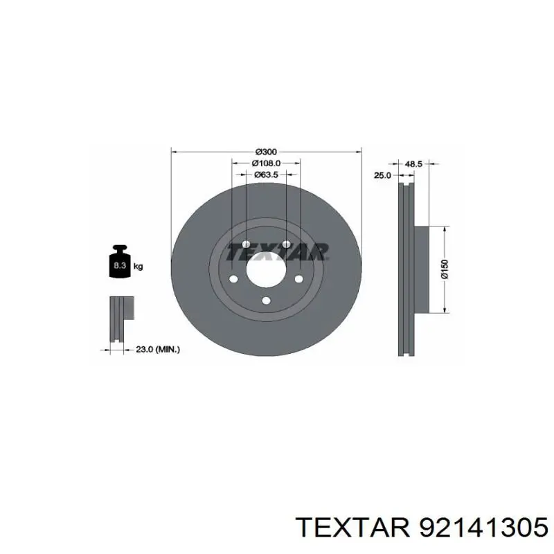 92141305 Textar freno de disco delantero