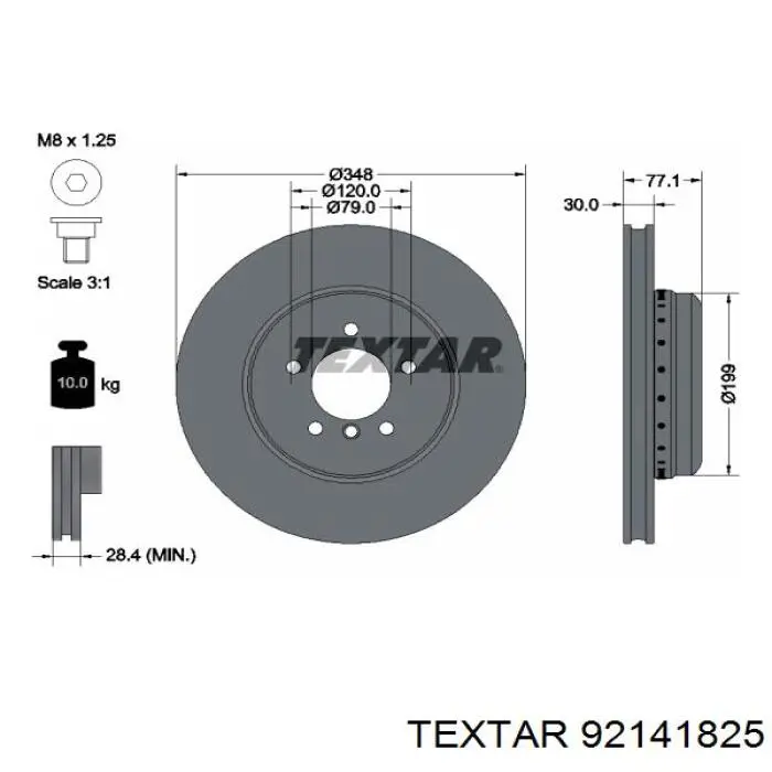 92141825 Textar freno de disco delantero