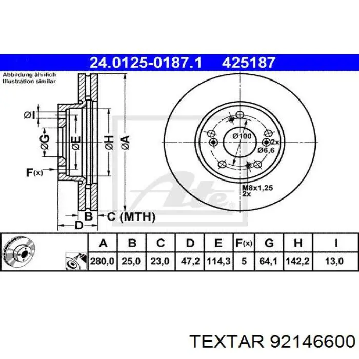 92146600 Textar freno de disco delantero