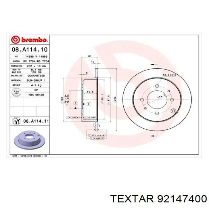 Disco de freno trasero Textar 92147400 precio, desde 72,57 EUR